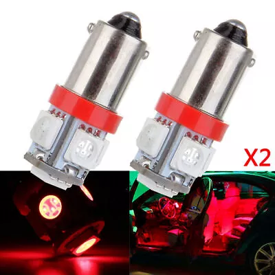 2x T11 BA9S LED Red T4W H6W 1895 363 5050 5SMD Car Wedge Side Light Bulb Lamp • $6.48