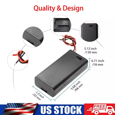 1-4x AA Battery Holder Box Case Connector Enclosed With Power Switch & Wire Ends • $7.58