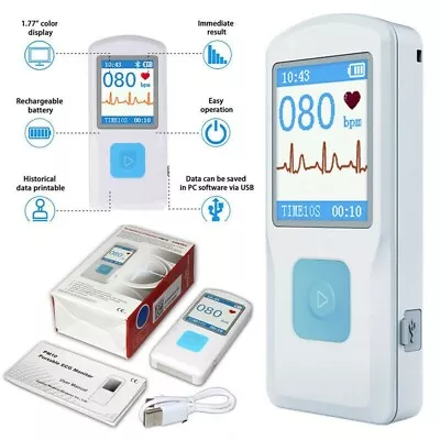 CE CONTEC Handheld ECG EKG MachineColor LCDElectrocardiogramHeart MonitorNEW • £49