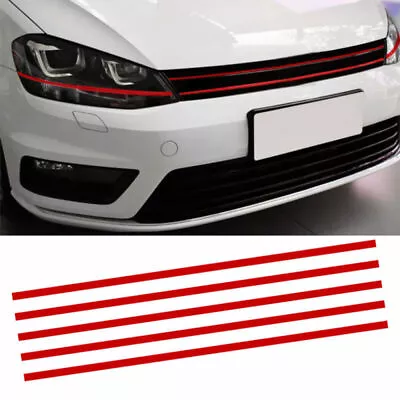 5x Red Reflective Sticker Car Front Hood Grille Engine Strip Decor Accessories • $7.58