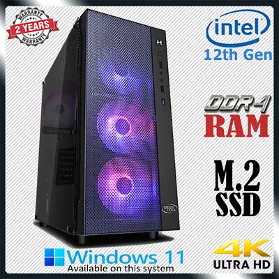 $1009 • Buy Intel 12th Gen Gaming PC Computer DDR4 RAM SSD Home Office Desktop Core I7 Upg