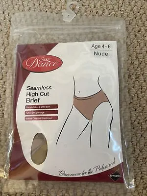 Girls Seamless High Cut Ballet Knickers Silky Dance Brief Nude Age 4-6 • £5