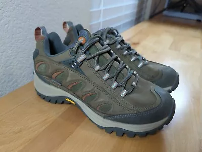 Merrell Radius Moss Hiking Shoes Vibram Women's Size 7 Stone Gray Brown • $29.99