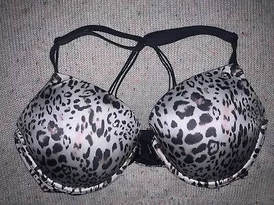 Victoria Secret Very Sexy Strappy Back Front Closure Bra Size 36DD Leopard Print • $28