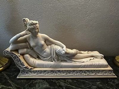 LG 24  Antique ART NOUVEAU Signed CARVED MARBLE-MIX LADY BUST PAULINA BONAPARTE • $995.95