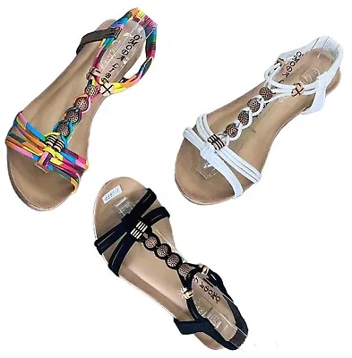 £13.99 • Buy Women Ladies Summer Sandals Girls Low Heel Wedge Sling Back Beach Shoes New 3-8