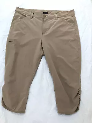 EDDIE BAUER Adventure Polyester Crop Capri Pants Beige 18 Cargo • $15.92