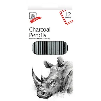 Charcoal Pencils - 12 Pack Art Crafts Drawing Sketching Blending School Artist • £2.89