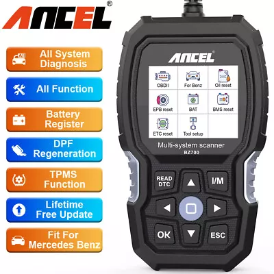 $89 • Buy ANCEL BZ700 For Mercedes Benz OBD2 Car Diagnostic Scanner Full System BMS TPMS