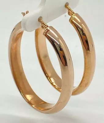 QVC Steel By Design Stainless Steel Polished Oval Hoop Earrings Rosetone • $29.99