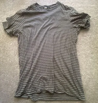 Luxury Bassike Mens Cotton Stripe T-shirt Size M Grey White • $35