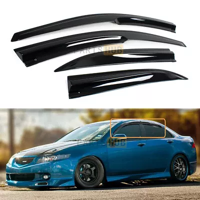 For 2004-08 Acura TSX JDM Wavy Mugen Smoke Tinted Window Visor Rain Guard Vent • $32.99