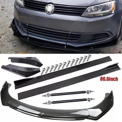 Carbon Fiber Front Bumper Lip/Side Skirt/Strut Rods For Volkswagen Jetta MK4 • $139.99