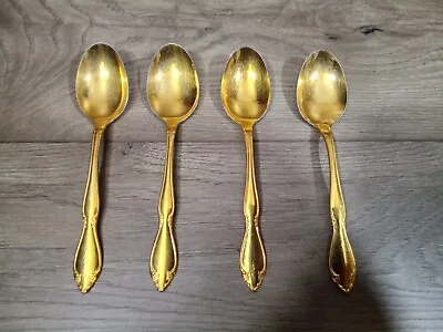 Vtg 4 Oneida  Gold Color Stainless Steel Table Spoons Retired Pattern  • $19.99