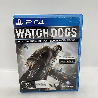 Watch Dogs With Manual (Sony Playstation 4) PS4 Fast Free Shipping Australia • $12