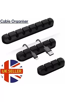 USB Wire Tidy Desk Cable Line Organiser Holder Lead Self Adhesive Desktop Grip • £2.90