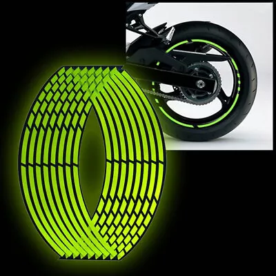 18'' Motorcycle Stickers Wheel Rim Reflective Strips Car Fluorescent Green Trim • $6.69