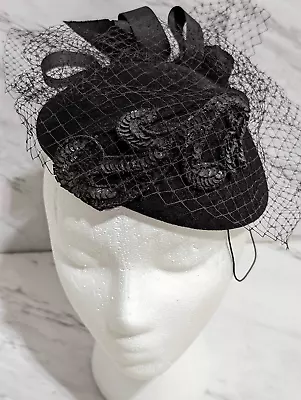 Betmar Vintage Women's Black Wool With Net Veil Hat • $69