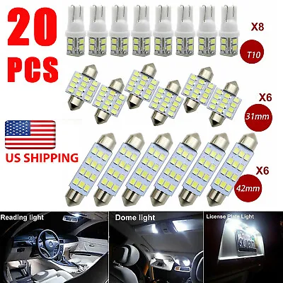 $7.38 • Buy 20pcs LED Interior Lights Bulbs Kit Car Trunk Dome License Plate Lamps 6000K