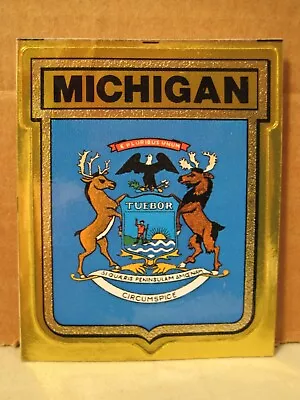 Vintage 1972 Michigan State Flag Medallion 4 X 6 Sticker Gulf Oil • $12.88