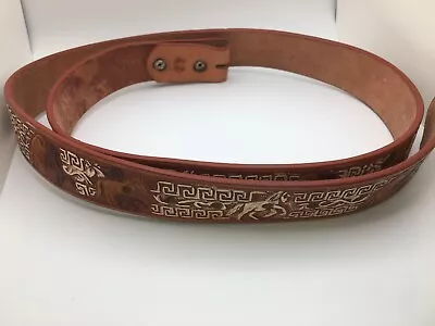 Vintage Tooled Leather Print Brown Belt Horse Size 42 • $10