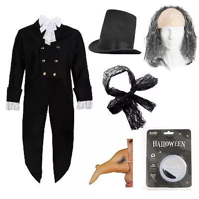 Adults Villainous Penguin Styled Costume Set Hat Wig Nose Tailcoat Face Paint • £25.99