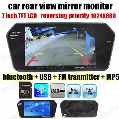 7 TFT LCD MP5 Car Rear View Mirror Monitor Bluetooth For Backup Camera Navigator • $34.88
