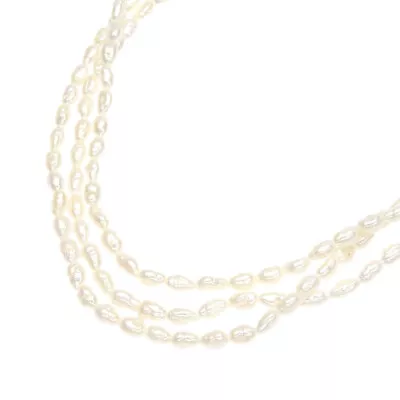 MIKIMOTO Freshwater Pearl Necklace Sv925 3 Rows Silver White Jewelry U • $848.99