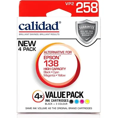 $41.95 • Buy Calidad Alternative For Epson 138 Printer Ink Cartridges Value 4 Pack