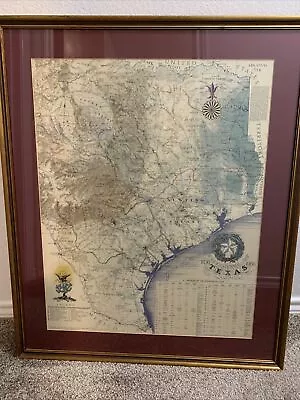 $195 • Buy Texas Framed Sesquicentennial Map 1835-1986/texas Revolution 1835-1836