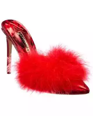 MSRP$700 Sophia Webster Women's Delicia Marabou Feather High Heel Mules Size 7.5 • £371.58