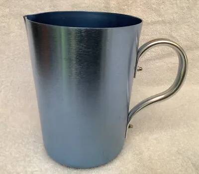 Vintage Ice Blue Spun Aluminum Pitcher With Silver Handle 7 3/4” High • $15.99