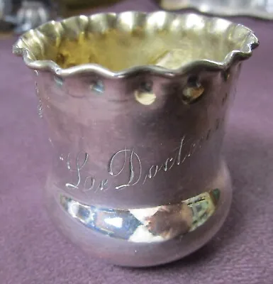 Antique Match Holder Engraved  Le Docteur  Wilcox Quadruple Plate Gilded Inside • $34.99