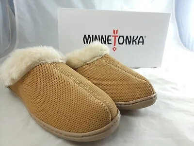 Brand New Minnetonka Women's Pile Lined Mule Slippers Taupe Choose Your Size  • $19.99