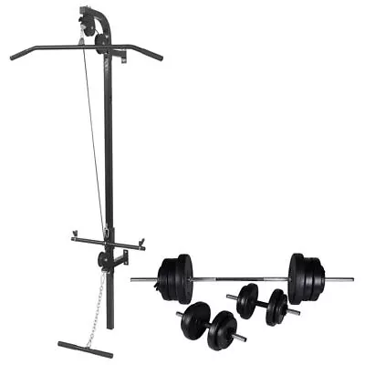 Power Tower W/ Barbell & Dumbbell Set Wall Mount Home Gym Weight Lifting 60.5kg • $353.95