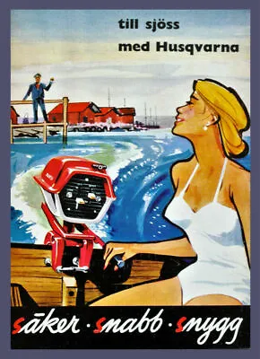 400428 Vintage Husqvarna Vacation Sweden WALL PRINT POSTER AU • $71.45