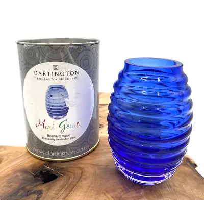 Dartington Cobalt Blue Crystal Beehive Vase Mini Gems Handmade England 3.75 Core • £28.91