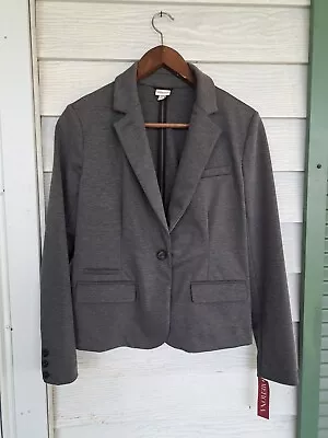 Merona Blazer Jacket Black/Grey Fleck Sz Large Stretch Work Business Causal NWT • $17.99