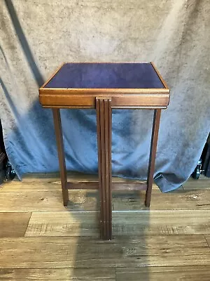 Antique Vintage Art Deco Side Table Cobalt Blue Glass • $295