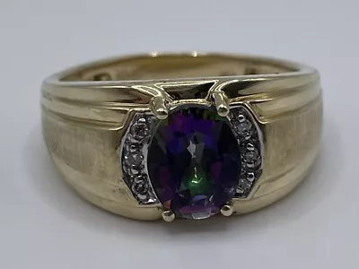 Synthetic Alexandrite Gent's Stone & Diamond Ring 6 Diamonds .06 Car (GAL140143) • $289.99