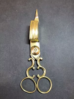 £12 • Buy Vintage Victorian Brass  Candle Wick Trimmer Scissors & Candle Snuffer 