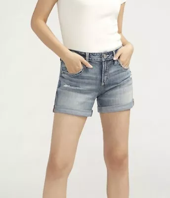 Silver Boyfriend Mid Rise Luxe Stretch Shorts Cuffed Size 29 New With Tag • $34.99