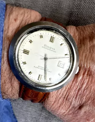 Vintage 1960s Rare Men’s BULOVA OCEANOGRAPHER AUTOMATIC Wrist Watch M8 WORK RARE • $55
