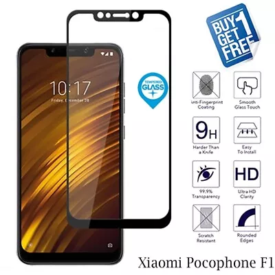 2 X For Xiaomi Pocophone F1 Tempered Glass Screen Protector Full 3D Curved Black • $2.08