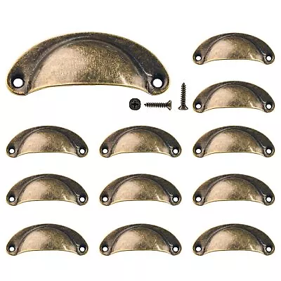 12 Pcs Antique Bronze Metal Drawer Cup Pulls Cabinet Pull Handle For Cupboard • $10.50