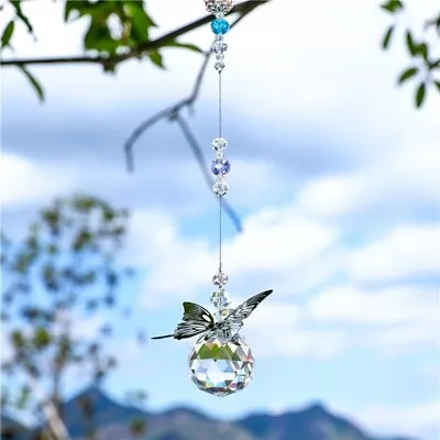£4.38 • Buy Crystal Ball Sun Catcher Butterfly Rainbow Maker Hanging Pendant Home Window Dec