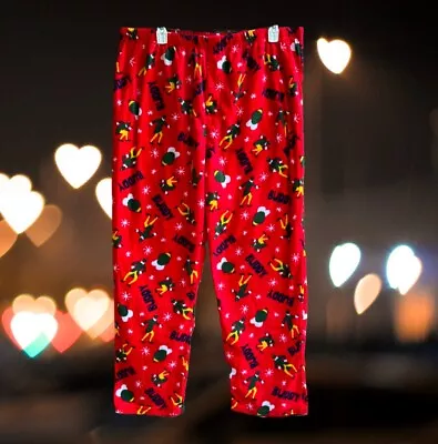 Mens Sleep Pajama Pants Soft Fleece Christmas Red Size 2XL • $11.99