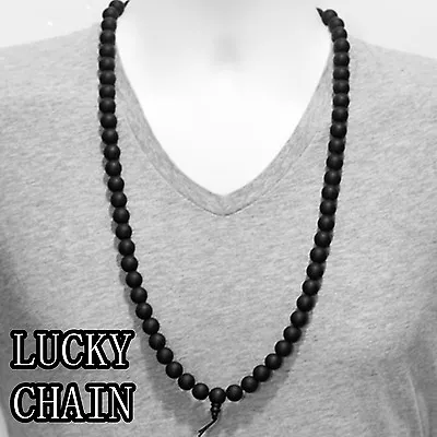 MEN`S BLACK ONYX BEADS CHAIN NECKLACE/30 X 12mm/153g • $25.99