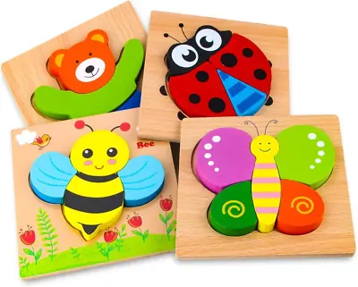 Afufu Wooden Jigsaw Puzzles For Toddlers 1 2 3 Years Old Boys &Girls Education • £15