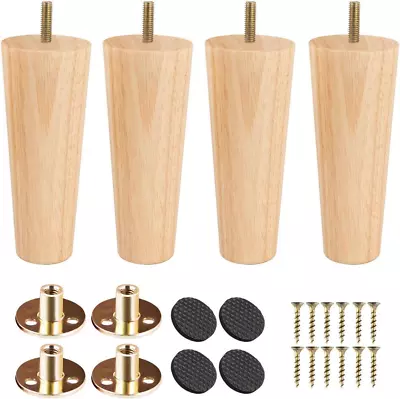 4 Inch Solid Wood Furniture Legs  Btowin 4Pcs Mid-Century Modern Wooden • $22.07